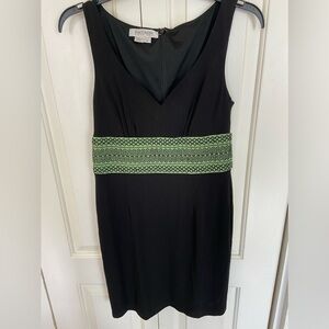 Kay Unger Petites Sleeveless V Neck Black And Green Dress-size 6